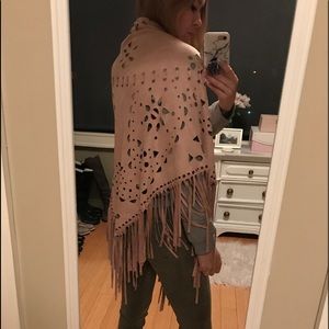 Suede fringe poncho